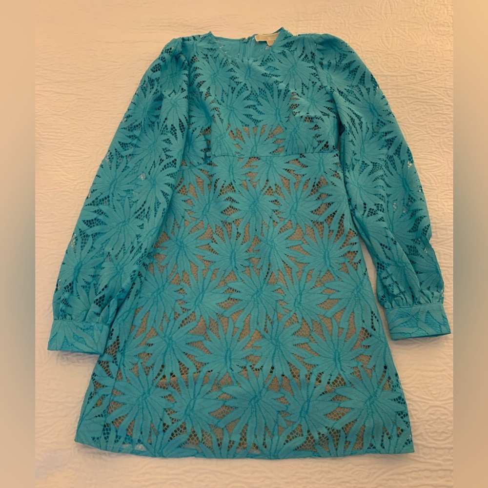 Mini Summer Turquoise Light Weight Lace Dress